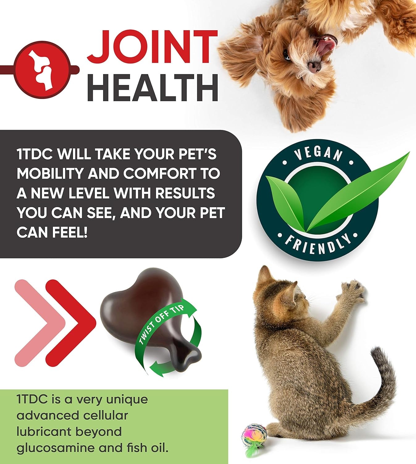 1TDC Dual Action Natural Support – Twist off 120 Count Soft Gels for Dogs & Cats (4- in - 1 Wellness Solution) Supports Oral Health, Hip & Joint Health, Muscle & Stamina Recovery, Skin & Coat Health