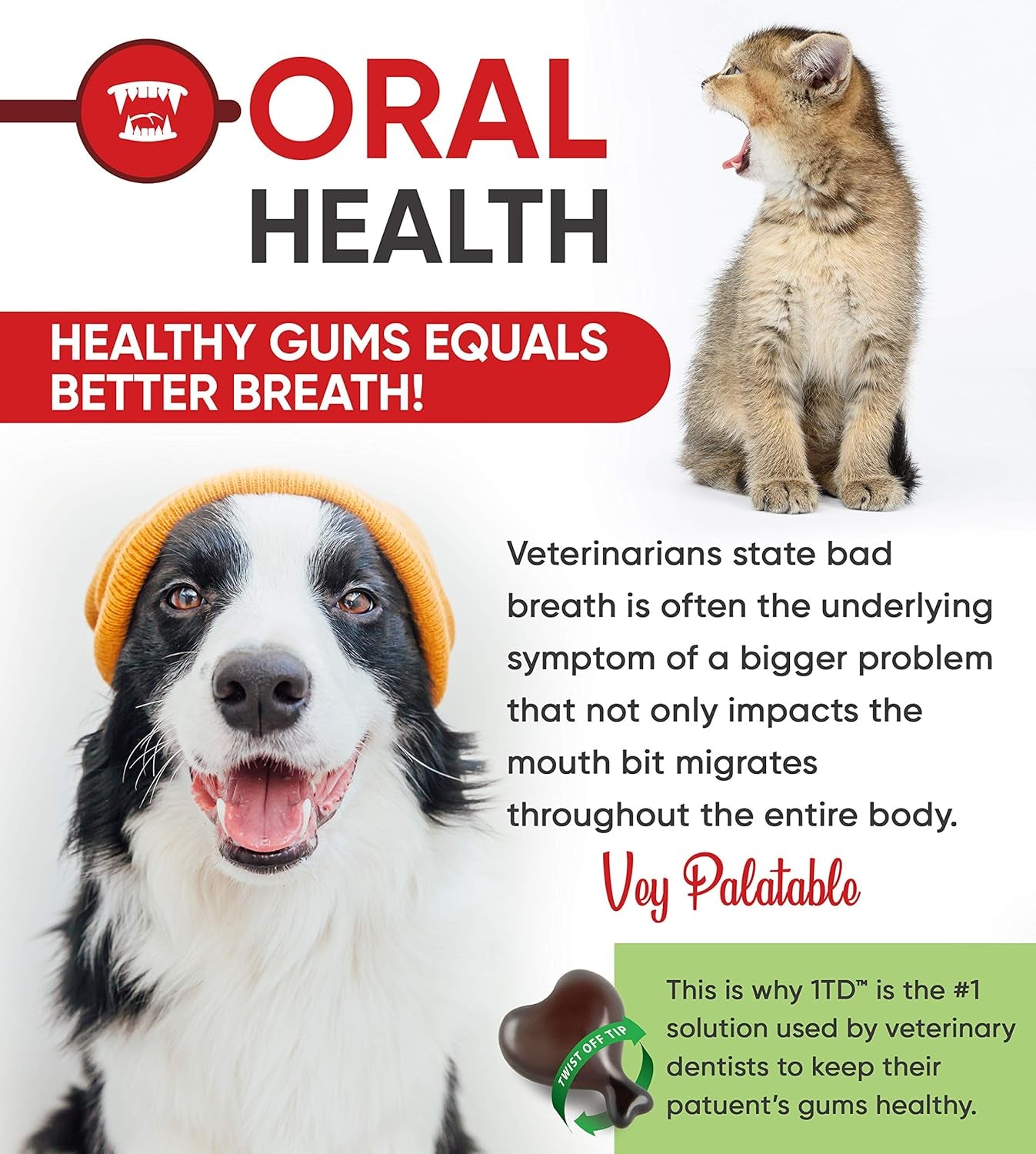 1TDC Dual Action Natural Support – Twist off 120 Count Soft Gels for Dogs & Cats (4- in - 1 Wellness Solution) Supports Oral Health, Hip & Joint Health, Muscle & Stamina Recovery, Skin & Coat Health