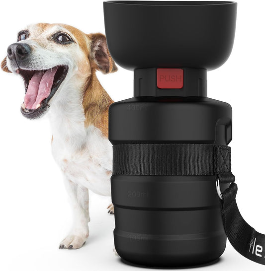 Dog Water Bottle, Portable Water Dispenser with Bowl, Leak Proof Pet Travel Squeeze Bottle, Puppy Essentials Dog Stuff Accessories for Outdoor Walking, Hiking, Camping